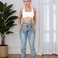 New Women's Jeans With Double Waistbands, Multiple Pockets, Hip - lifting Design, And Holes, Available In Stock - Clothesfassion.store