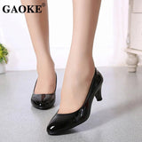 New Women's Shoes On Heels Elegant Medium High Heeled Ladies Pointed Toe Fashion Pumps For Woman Office Black White Red - Clothesfassion.store