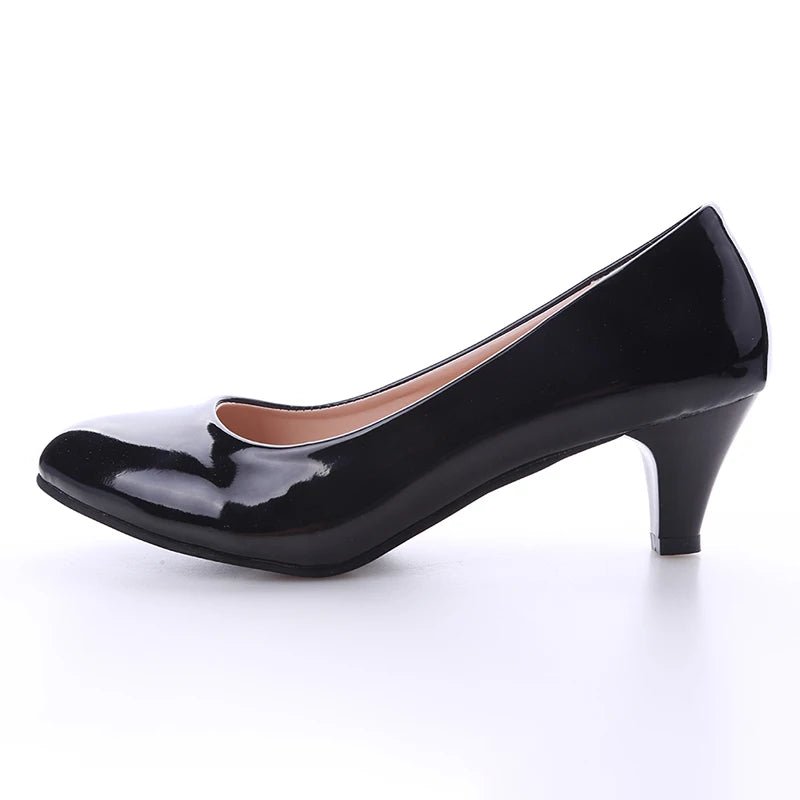 New Women's Shoes On Heels Elegant Medium High Heeled Ladies Pointed Toe Fashion Pumps For Woman Office Black White Red - Clothesfassion.store