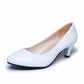 New Women's Shoes On Heels Elegant Medium High Heeled Ladies Pointed Toe Fashion Pumps For Woman Office Black White Red - Clothesfassion.store