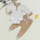 Newborn Baby Boys Girl Fall Winter Clothes Ribbed Knitted Long Sleeve Romper Solid Long Pants Cotton Infant Outfits - Clothesfassion.store