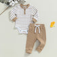 Newborn Baby Boys Girl Fall Winter Clothes Ribbed Knitted Long Sleeve Romper Solid Long Pants Cotton Infant Outfits - Clothesfassion.store