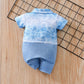 Newborn Clothes Vacation Wave Full Print Shirt Fake Two Comfortable Soft Boys And Girls Summer Short Sleeve Baby Jumpsuit - Clothesfassion.store