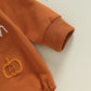Newborn Infant Baby Girl Boy Pumpkin Letter Embroidered Long Sleeve Sweatshirt Romper Playsuit Jumpsuit Baby Halloween Clothes - Clothesfassion.store