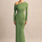 One Shoulder Long Sleeve Sexy Maxi Dress Women Gown Elegant Skew Collar Backless Ruched Solid Chic Bodycon Club Party Dresses - Clothesfassion.store