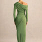 One Shoulder Long Sleeve Sexy Maxi Dress Women Gown Elegant Skew Collar Backless Ruched Solid Chic Bodycon Club Party Dresses - Clothesfassion.store