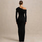 One Shoulder Long Sleeve Sexy Maxi Dress Women Gown Elegant Skew Collar Backless Ruched Solid Chic Bodycon Club Party Dresses - Clothesfassion.store