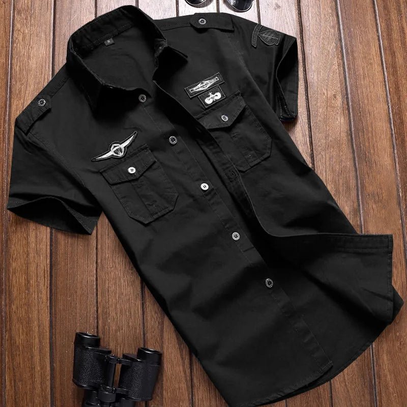 Oversize Men's Shirts Male Long Sleeve Overshirt 6XL Pure Cotton Embroidery Plus Size Military Casual Shirt Men Clothing - Clothesfassion.store