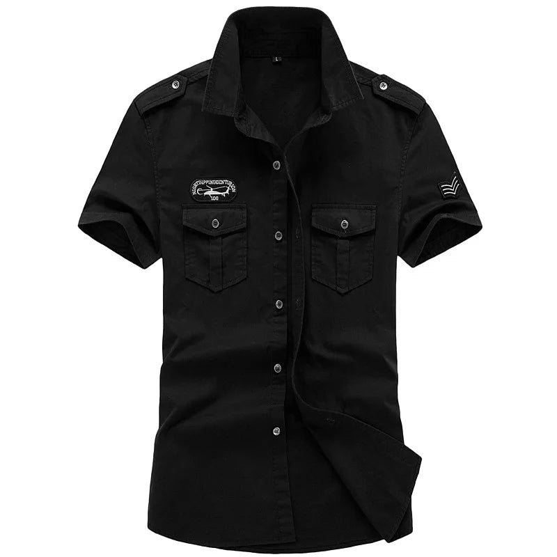 Oversize Men's Shirts Male Long Sleeve Overshirt 6XL Pure Cotton Embroidery Plus Size Military Casual Shirt Men Clothing - Clothesfassion.store