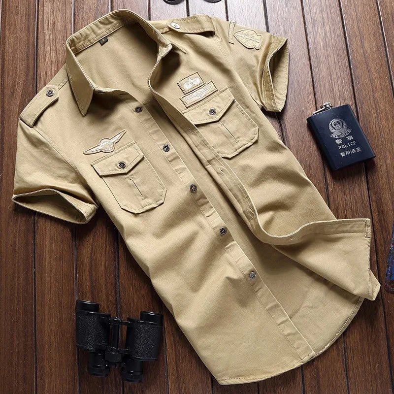 Oversize Men's Shirts Male Long Sleeve Overshirt 6XL Pure Cotton Embroidery Plus Size Military Casual Shirt Men Clothing - Clothesfassion.store