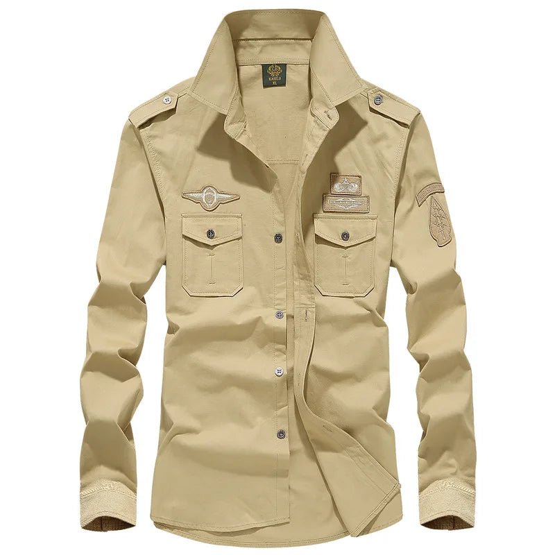 Oversize Men's Shirts Male Long Sleeve Overshirt 6XL Pure Cotton Embroidery Plus Size Military Casual Shirt Men Clothing - Clothesfassion.store