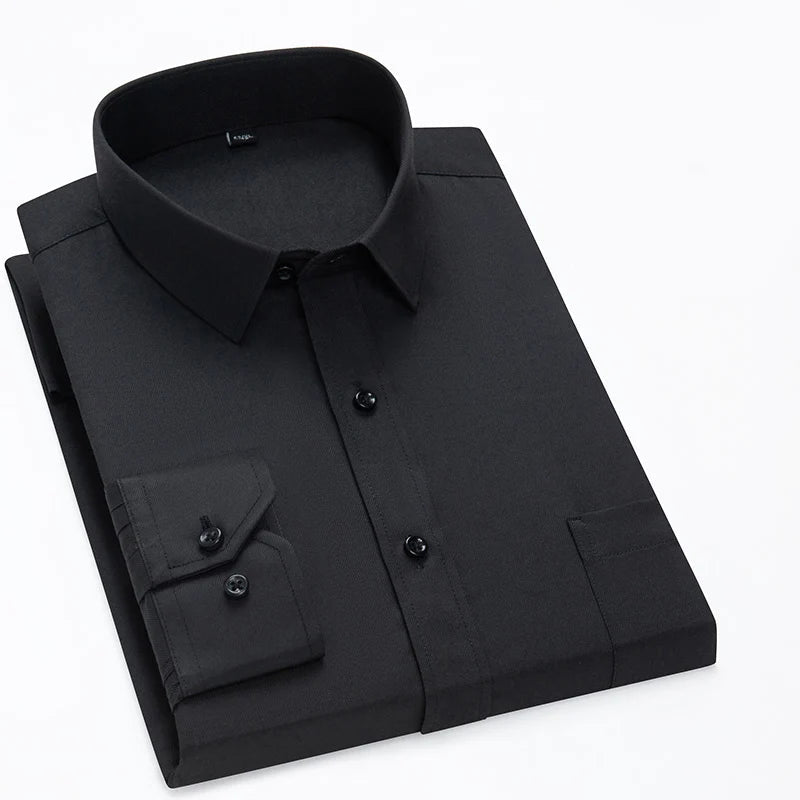 Plus Size 11XL 10XL 9XL New Men's Social Shirt Long Sleeve Slim Fit Business Classic Basic White Formal Dress Shirts Man Clothes - Clothesfassion.store