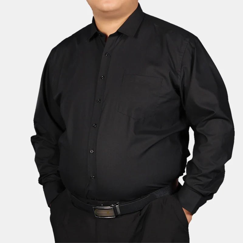 Plus Size 11XL 10XL 9XL New Men's Social Shirt Long Sleeve Slim Fit Business Classic Basic White Formal Dress Shirts Man Clothes - Clothesfassion.store