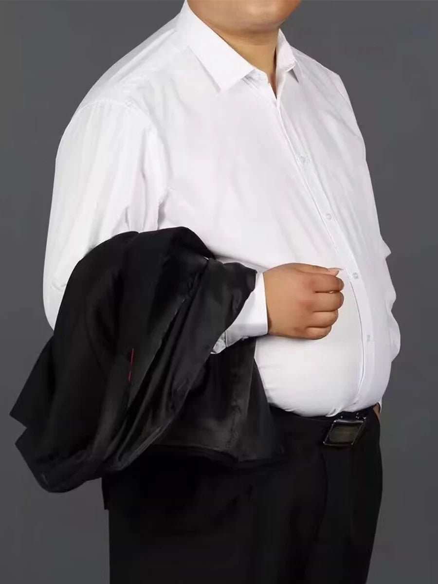 Plus Size 11XL 10XL 9XL New Men's Social Shirt Long Sleeve Slim Fit Business Classic Basic White Formal Dress Shirts Man Clothes - Clothesfassion.store