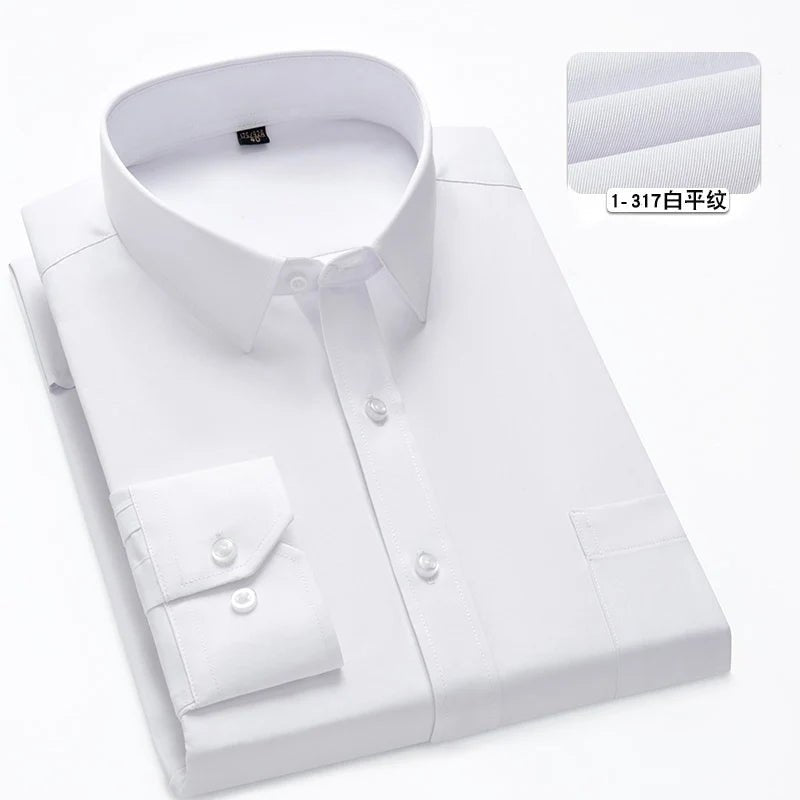 Plus Size 11XL 10XL 9XL New Men's Social Shirt Long Sleeve Slim Fit Business Classic Basic White Formal Dress Shirts Man Clothes - Clothesfassion.store