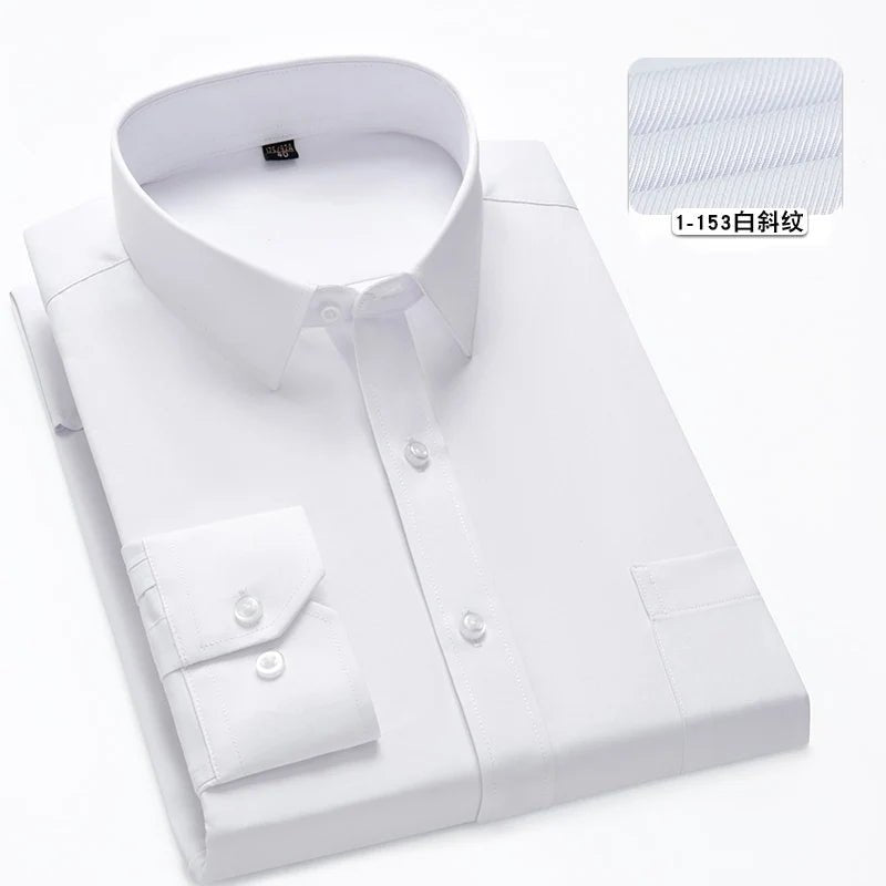 Plus Size 11XL 10XL 9XL New Men's Social Shirt Long Sleeve Slim Fit Business Classic Basic White Formal Dress Shirts Man Clothes - Clothesfassion.store