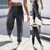Plus Size Women's Fashion Stretch Tapered Pants Retro Washed Denim - Clothesfassion.store