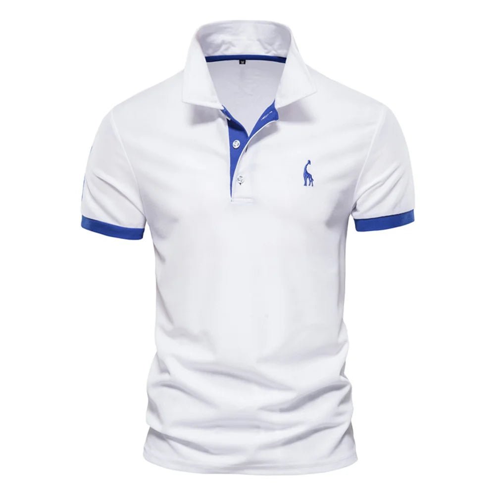 Polo Giraffe Shirt Men Quality Embroidery Summer Short Sleeve Polo Casual Business Social Mens Polos BR Size - Clothesfassion.store