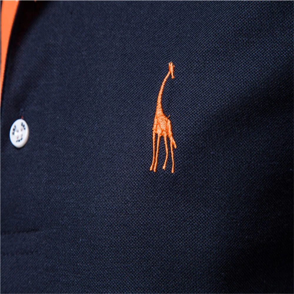 Polo Giraffe Shirt Men Quality Embroidery Summer Short Sleeve Polo Casual Business Social Mens Polos BR Size - Clothesfassion.store