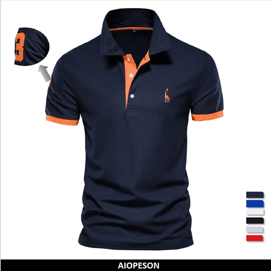 Polo Giraffe Shirt Men Quality Embroidery Summer Short Sleeve Polo Casual Business Social Mens Polos BR Size - Clothesfassion.store
