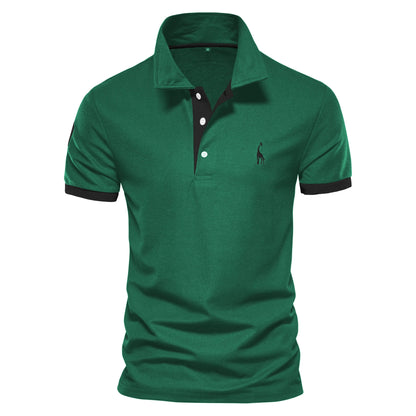 Polo Giraffe Shirt Men Quality Embroidery Summer Short Sleeve Polo Casual Business Social Mens Polos BR Size - Clothesfassion.store