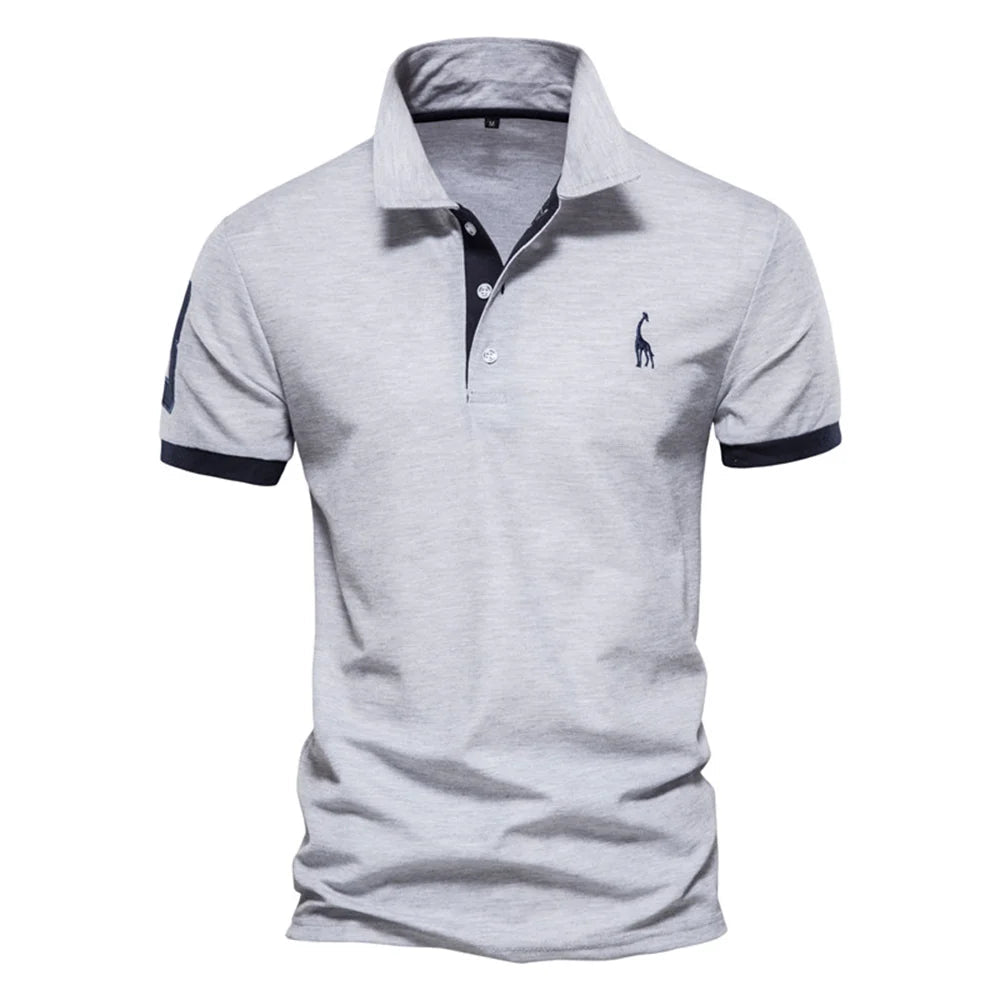 Polo Giraffe Shirt Men Quality Embroidery Summer Short Sleeve Polo Casual Business Social Mens Polos BR Size - Clothesfassion.store
