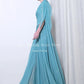 Qanz Long A Line Evening Dress Turquoise Chiffon Two - piece Elegant Dresses For Woman Pleat Dubai Robes De Soirée Customized - Clothesfassion.store