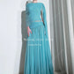 Qanz Long A Line Evening Dress Turquoise Chiffon Two - piece Elegant Dresses For Woman Pleat Dubai Robes De Soirée Customized - Clothesfassion.store