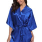 RB032 2018 New Silk Kimono Robe Bathrobe Women Silk Bridesmaid Robes Sexy Navy Blue Robes Satin Robe Ladies Dressing Gowns - Clothesfassion.store