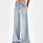 Retro washed blue loose wide - leg straight pants for middle and large children and girls, casual, simple and versatile long jeans - Clothesfassion.store