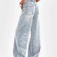 Retro washed blue loose wide - leg straight pants for middle and large children and girls, casual, simple and versatile long jeans - Clothesfassion.store