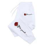 Rose Love Yourself Printing Casual Versatile Women Pants Trendy Hip Hop Trousers With Drawstring Pockets Comfy Sweatpants Female - Clothesfassion.store