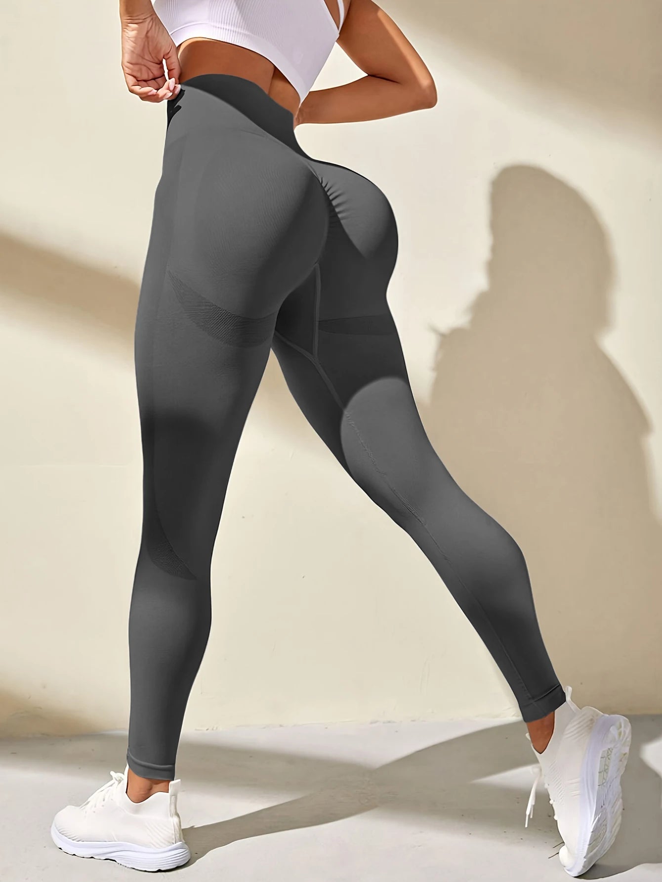 Seamless yoga pants peach sports high waist and hip lifting fitness cropped pants - Clothesfassion.store