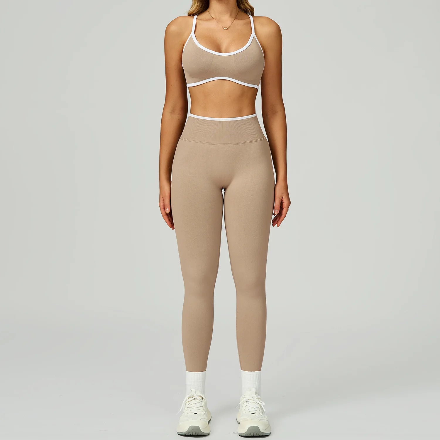 Seamless Yoga Set 2PCS Workout Outfits Sportswear Gym Tracksuit Fitness Leggings Sports Bra Athletic Wear Women Long Sleeves - Clothesfassion.store