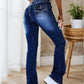 Slim Fit Elastic Washed Blue Casual Style Zipper Buckle Jeans, Women’s Denim Jeans - Clothesfassion.store