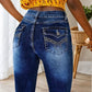 Slim Fit Elastic Washed Blue Casual Style Zipper Buckle Jeans, Women’s Denim Jeans - Clothesfassion.store
