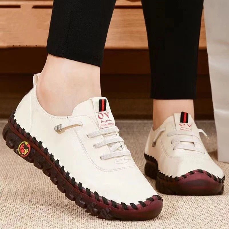 Sneakers for Women Leather Casual Vulcanized Female Shoe Soft Comfortable Flat Loafers Shoes Slip on Shoes Zapatillas De Mujer - Clothesfassion.store
