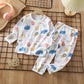 Soft Breathable Cotton Baby Children Pajamas Set Cute Cartoon Long Sleeve Home Sleepwear Set for 0 - 5 Years Old - Clothesfassion.store