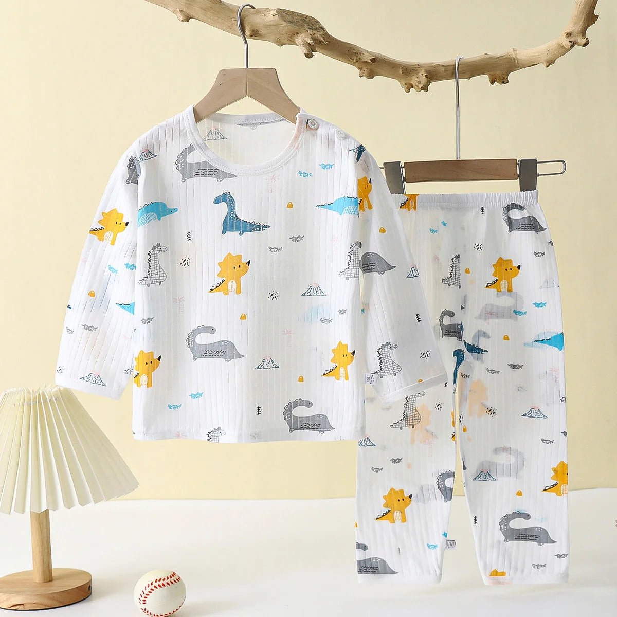 Soft Breathable Cotton Baby Children Pajamas Set Cute Cartoon Long Sleeve Home Sleepwear Set for 0 - 5 Years Old - Clothesfassion.store