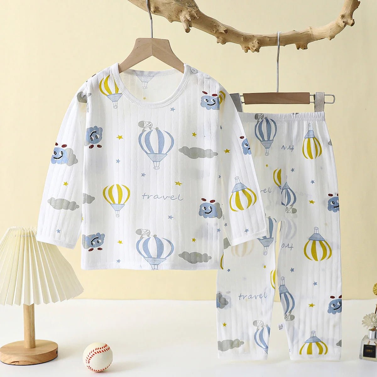 Soft Breathable Cotton Baby Children Pajamas Set Cute Cartoon Long Sleeve Home Sleepwear Set for 0 - 5 Years Old - Clothesfassion.store