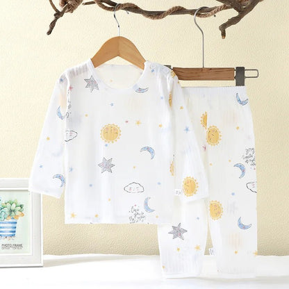 Soft Breathable Cotton Baby Children Pajamas Set Cute Cartoon Long Sleeve Home Sleepwear Set for 0 - 5 Years Old - Clothesfassion.store