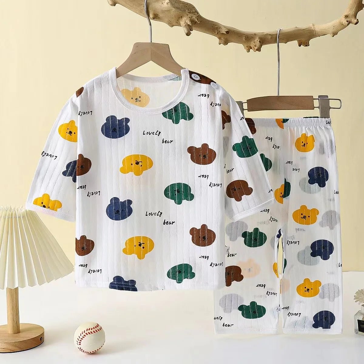 Soft Breathable Cotton Baby Children Pajamas Set Cute Cartoon Long Sleeve Home Sleepwear Set for 0 - 5 Years Old - Clothesfassion.store