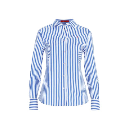 Spring 2025 Women Shirts Slim Waist Design Blouse Vintage Embroidery Female Blouses Fashion Stripe Office Ladies Shirts - Clothesfassion.store