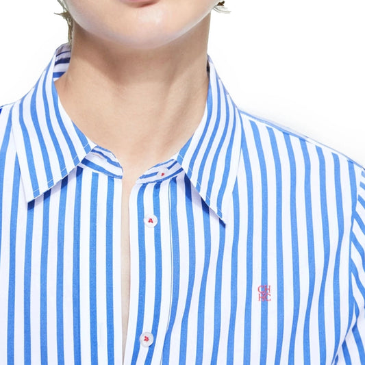 Spring 2025 Women Shirts Slim Waist Design Blouse Vintage Embroidery Female Blouses Fashion Stripe Office Ladies Shirts - Clothesfassion.store