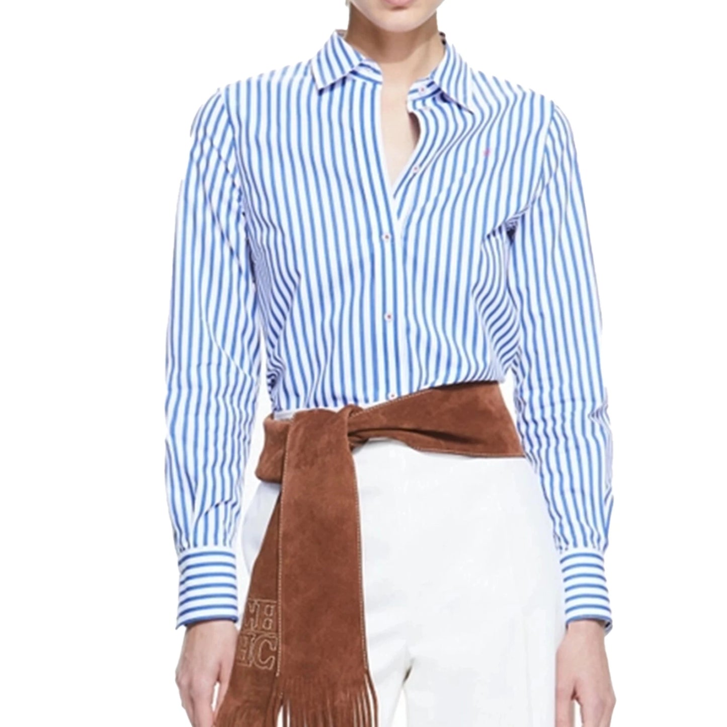 Spring 2025 Women Shirts Slim Waist Design Blouse Vintage Embroidery Female Blouses Fashion Stripe Office Ladies Shirts - Clothesfassion.store