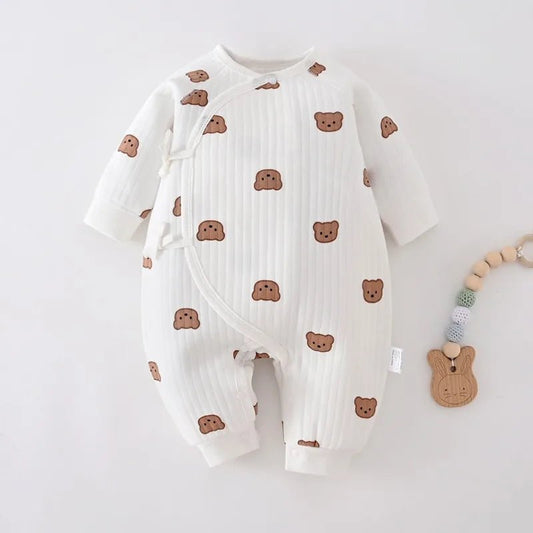 Spring and Autumn Cute Baby Boy Girl Clothes Baby Romper Long Sleeve Bear Cartoon Pattern Bodysuit - Clothesfassion.store