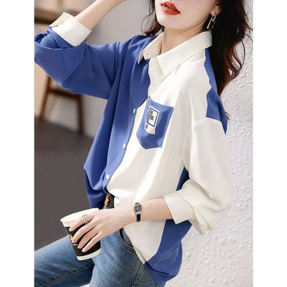 Spring and Woman Top Autumn Pattern with Designs V Neck Shirts & Blouses for Women Korean Reviews Clothes Tunic 2025 S New Style - Clothesfassion.store