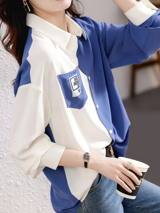 Spring and Woman Top Autumn Pattern with Designs V Neck Shirts & Blouses for Women Korean Reviews Clothes Tunic 2025 S New Style - Clothesfassion.store