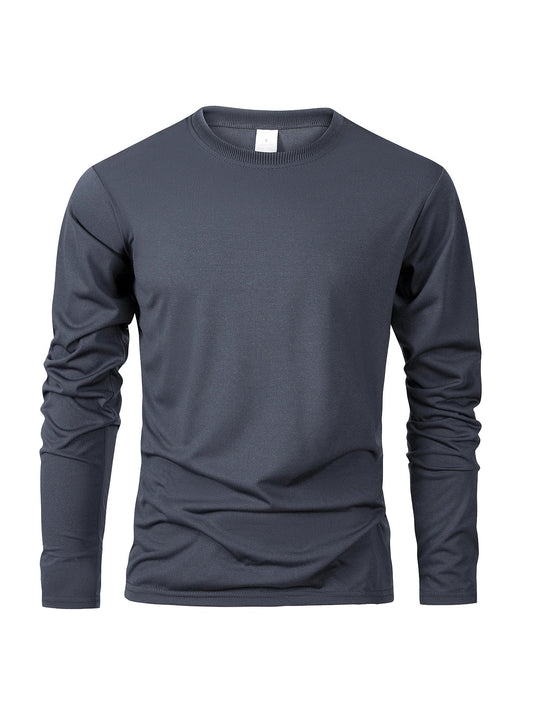 Spring Autumn Men‘s T-shirts Long Sleeve Casual Tops Solid Color High Quality Black T-Shirt Classic Men Clothing - Clothesfassion.store