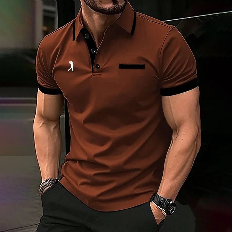 Spring Summer Men Clothes Short Sleeve Turn - down Collar Polo Shirt Fake Pocket Print Business Casual Polo Shirt Resilient Tops - Clothesfassion.store